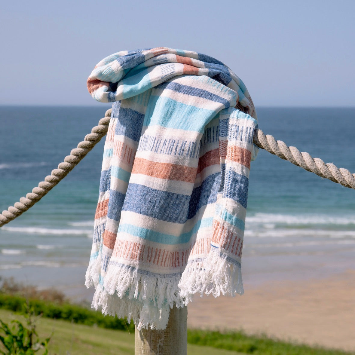 Biarritz • Denim Blue Turkish Hammam Beach  Cotton Towel