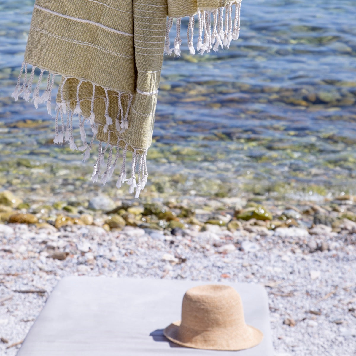 Perla Chartreuse Green Turkish Cotton Hammam Beach Towel