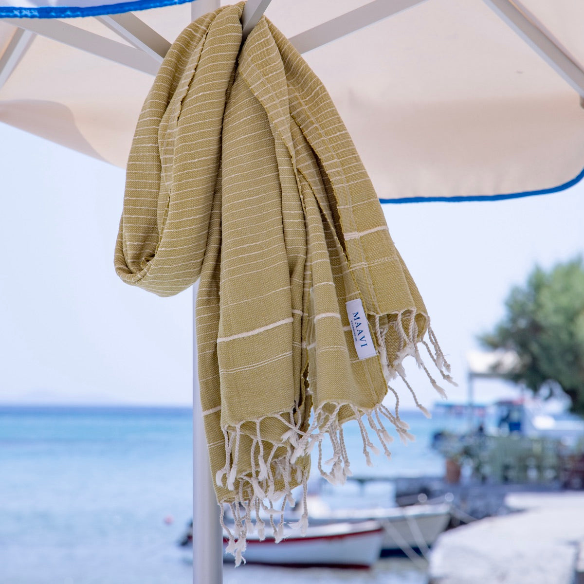 Perla Chartreuse Green Turkish Cotton Hammam Beach Towel