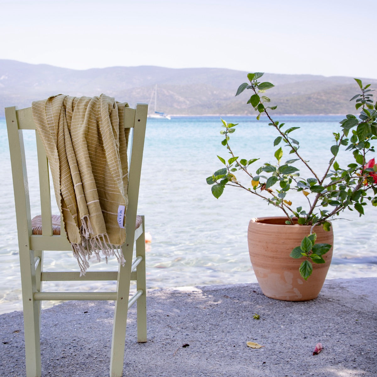 Perla Chartreuse Green Turkish Cotton Hammam Beach Towel