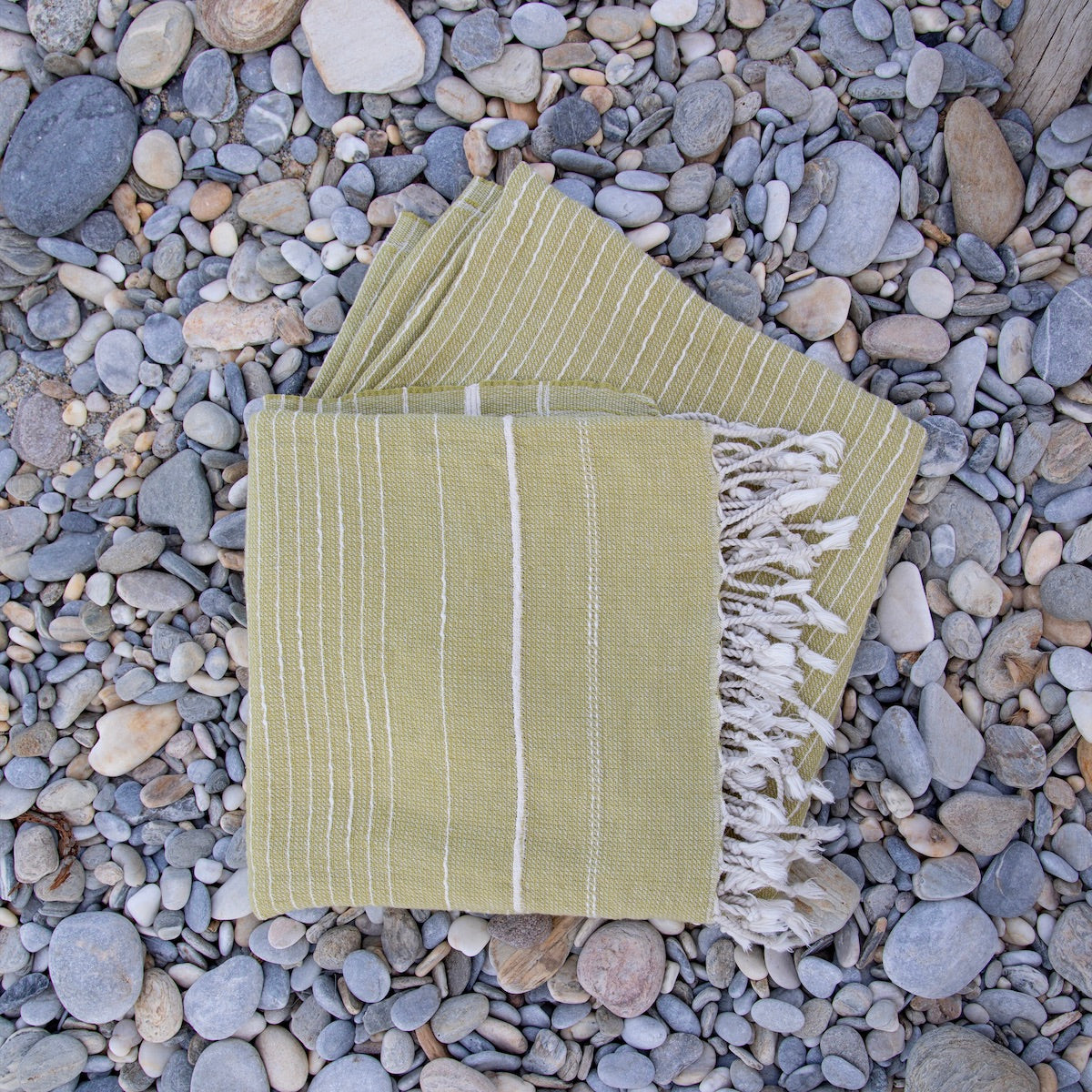 Perla Chartreuse Green Turkish Cotton Hammam Beach Towel