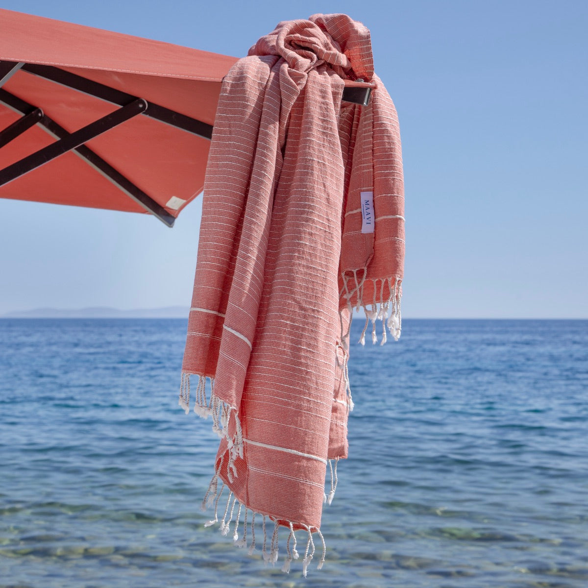 Perla Coral Pink Turkish Cotton Hammam Beach Towel