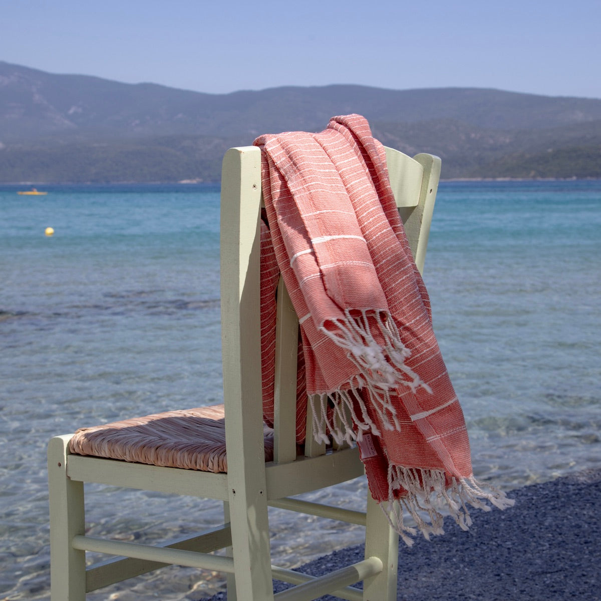 Perla Coral Pink Turkish Cotton Hammam Beach Towel