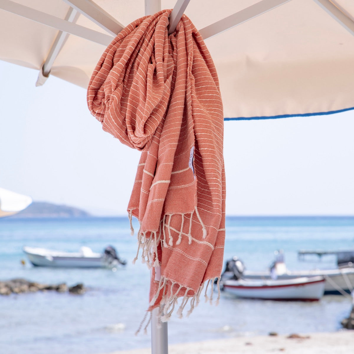 Perla Coral Pink Turkish Cotton Hammam Beach Towel