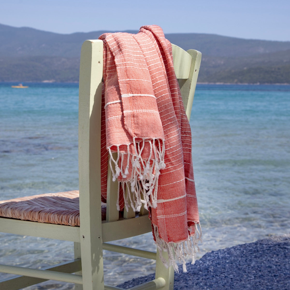Perla Coral Pink Turkish Cotton Hammam Beach Towel