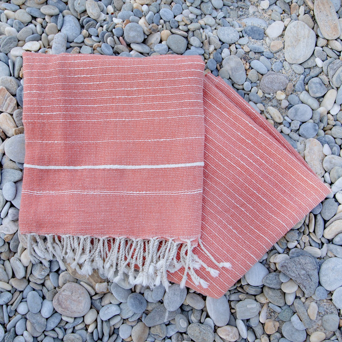 Perla Coral Pink Turkish Cotton Hammam Beach Towel