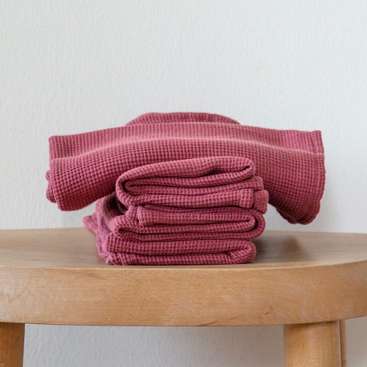 Symi Mini Waffle Bordeaux Turkish Cotton Bath Towel