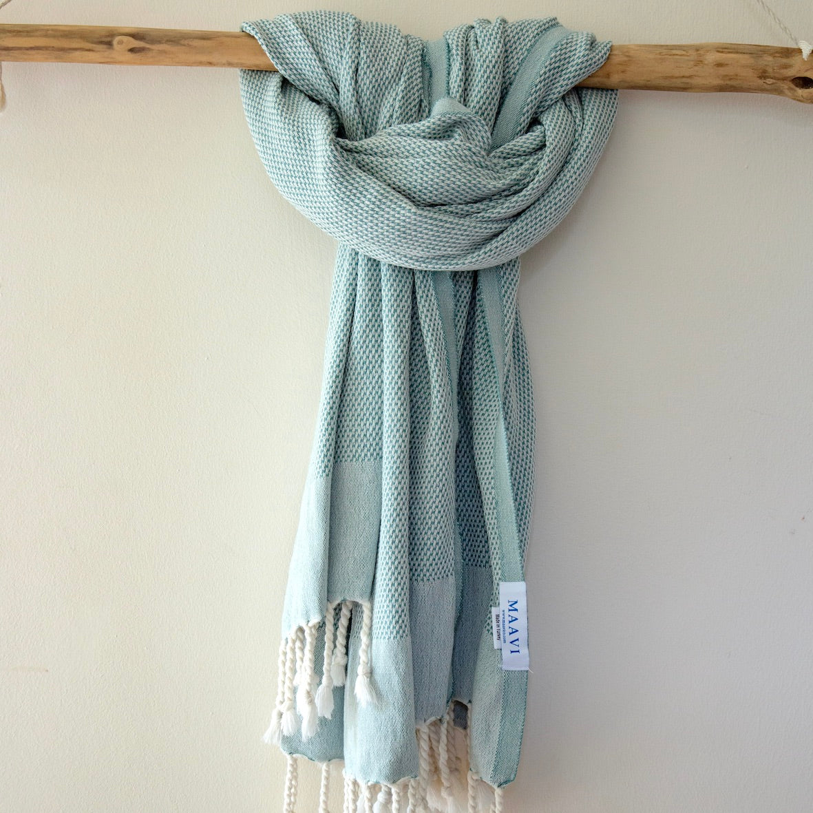 Maavi Mistral Sage Green Turkish Cotton Hammam Beach Towel