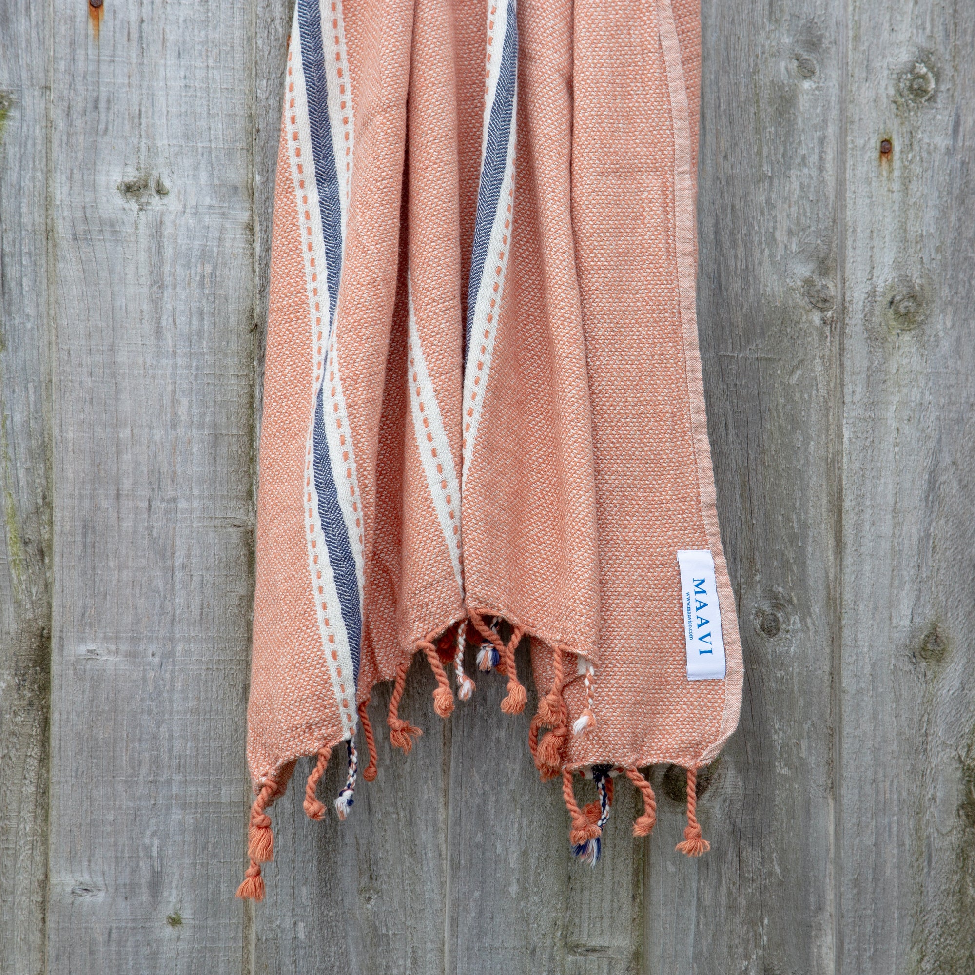 Paros • Terracotta & Indigo Stripes Turkish Hammam Beach Towel