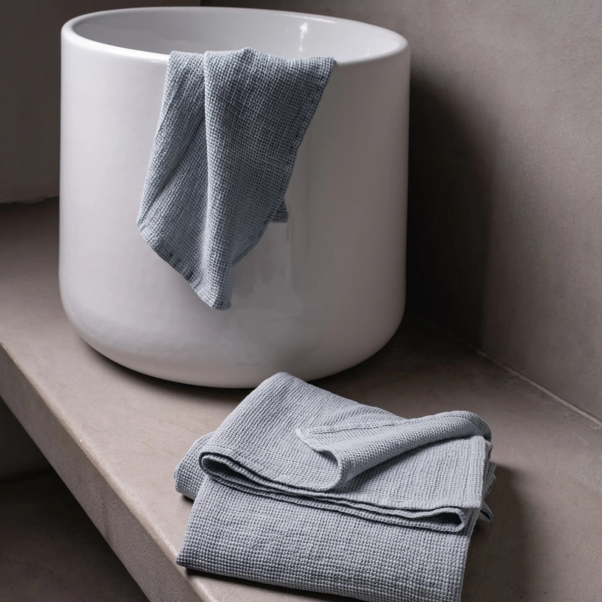 Symi Mini Waffle Ice Blue Turkish Cotton Bath Towel