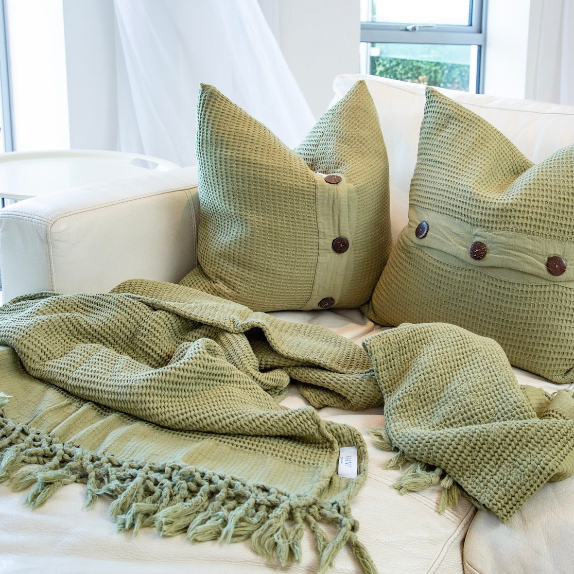 Bohemia • Cushion Cover • Olive Green Cotton Bamboo