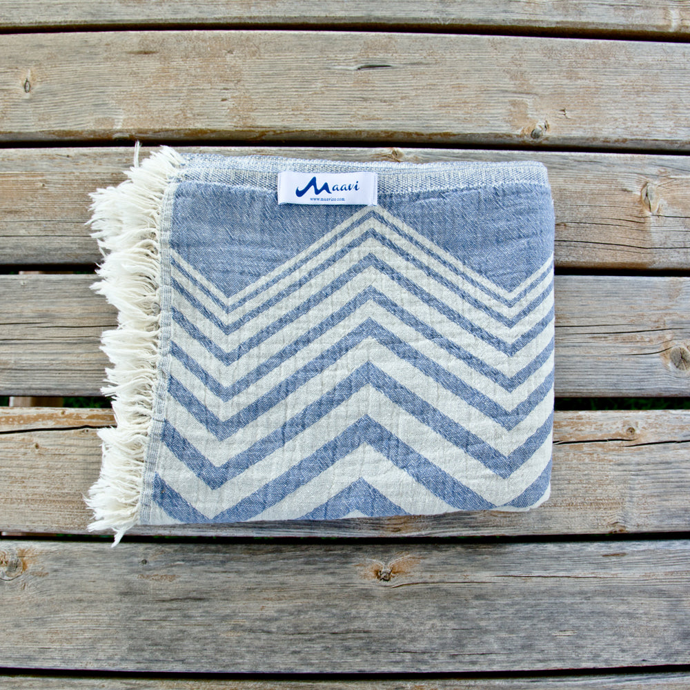 Maavi Rio Light Denim Blue Cotton Hammam Beach Towel