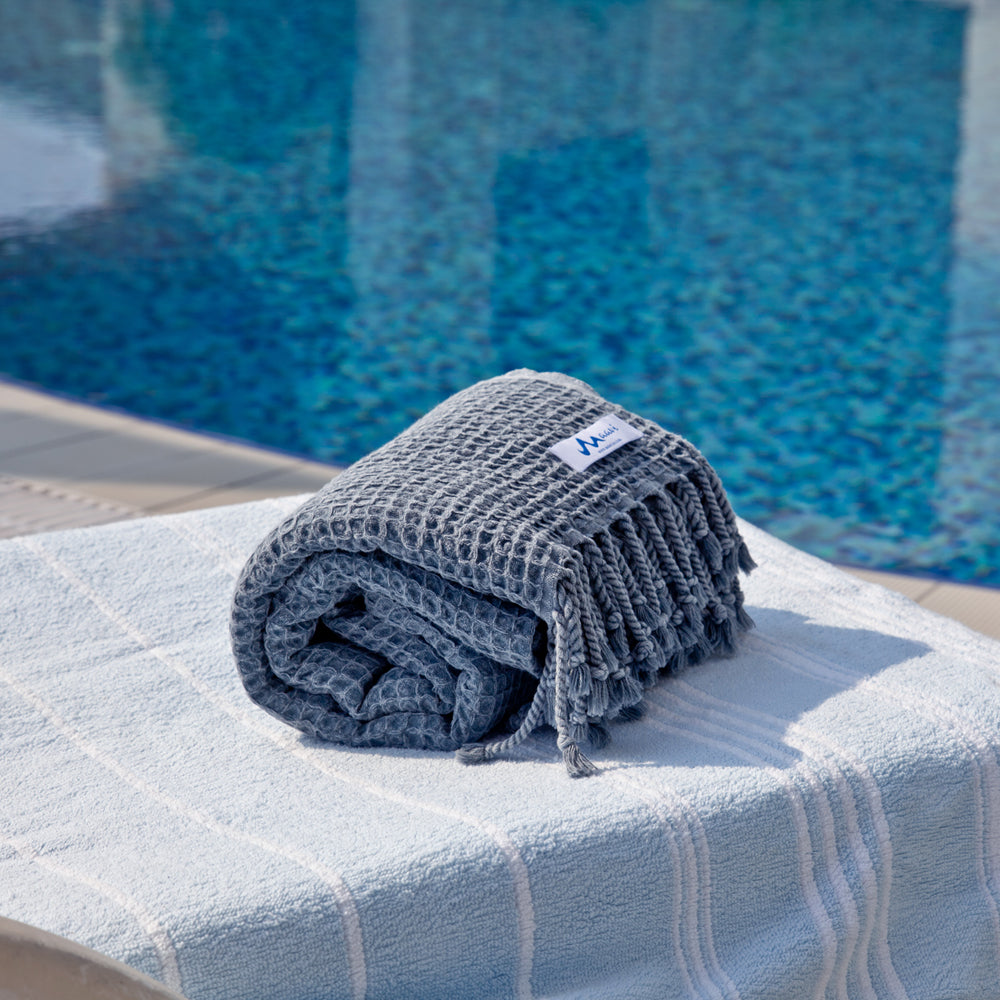 Maavi Waffle Turkish Cotton Hammam Beach Towel