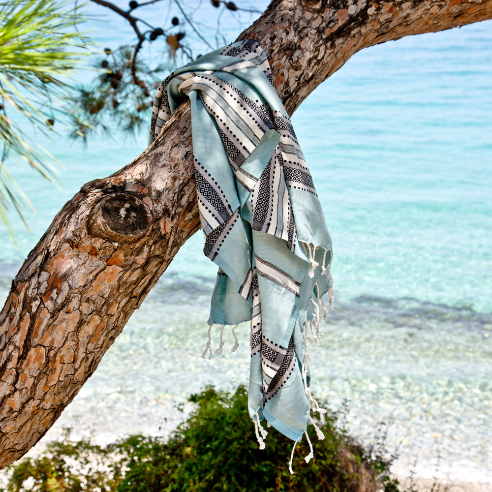 Maavi Turkish Cotton  Hammam Beach Towel Sorrento Aqua