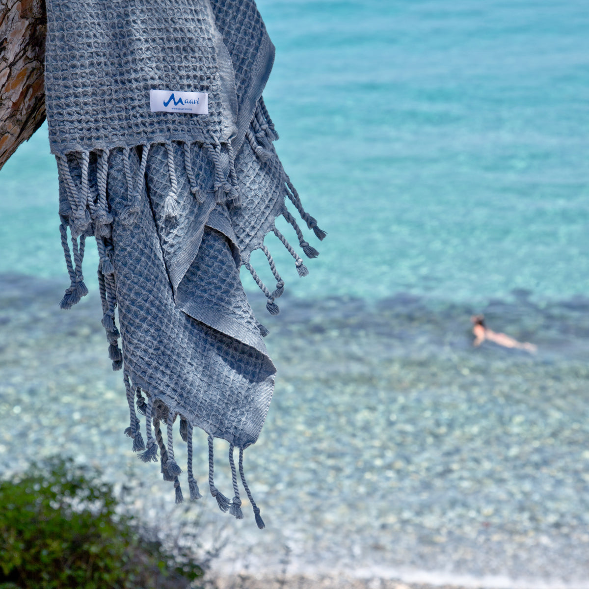 Maavi Waffle Turkish Cotton Hammam Beach Towel