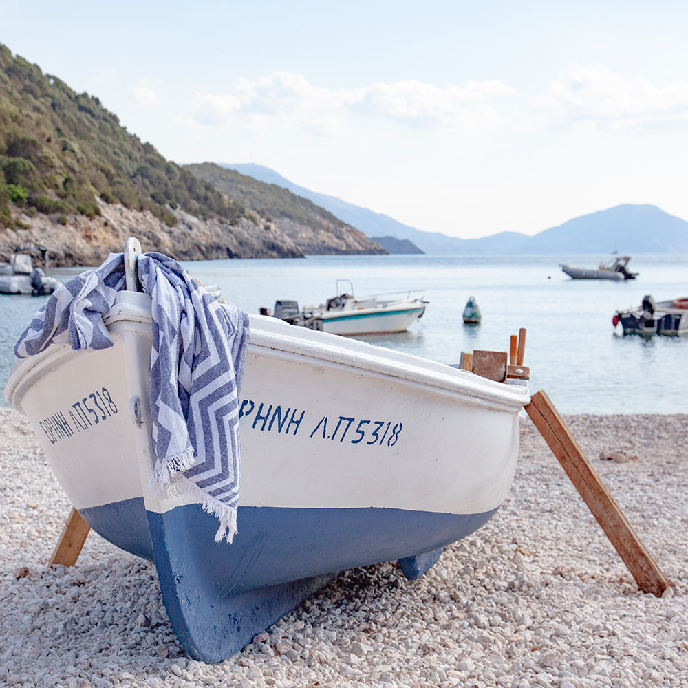 Rio Navy Turkish Cotton Hammam Beach Towel