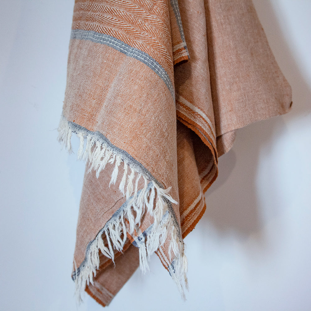 Hydra Terracotta Linen Turkish Hammam Beach Towel