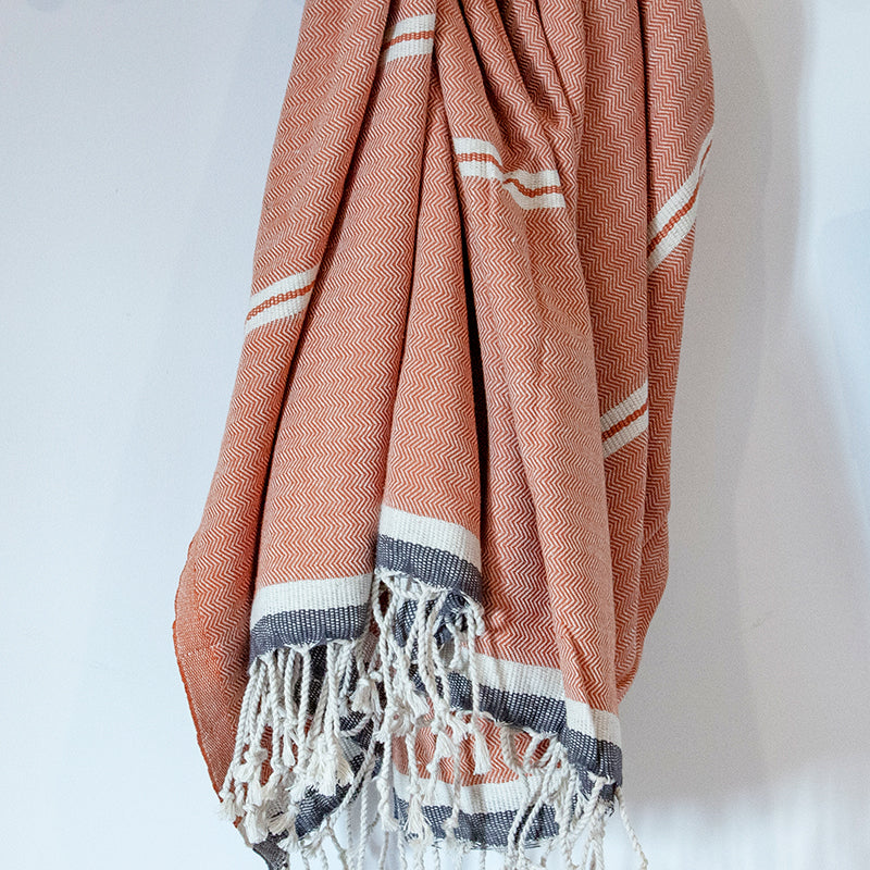 Mykonos Terracotta Turkish Cotton Hammam Beach Towel
