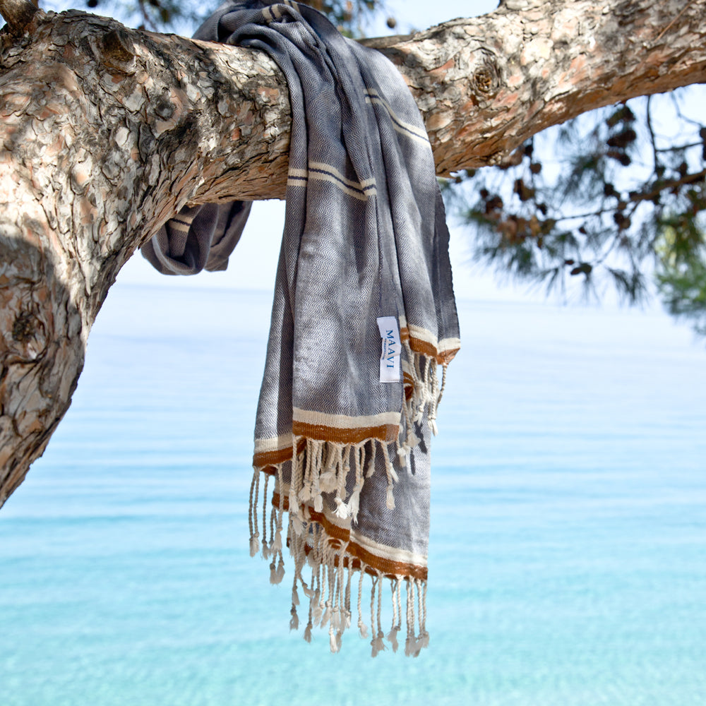 Maavi Mykonos Denim Blue Turkish Cotton Hammam Beach Towel