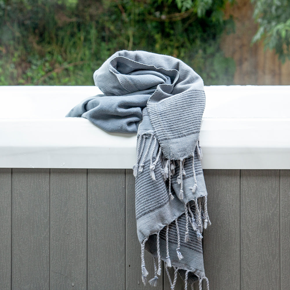 Patara Smoky Blue Turkish Cotton Hammam Beach Towel
