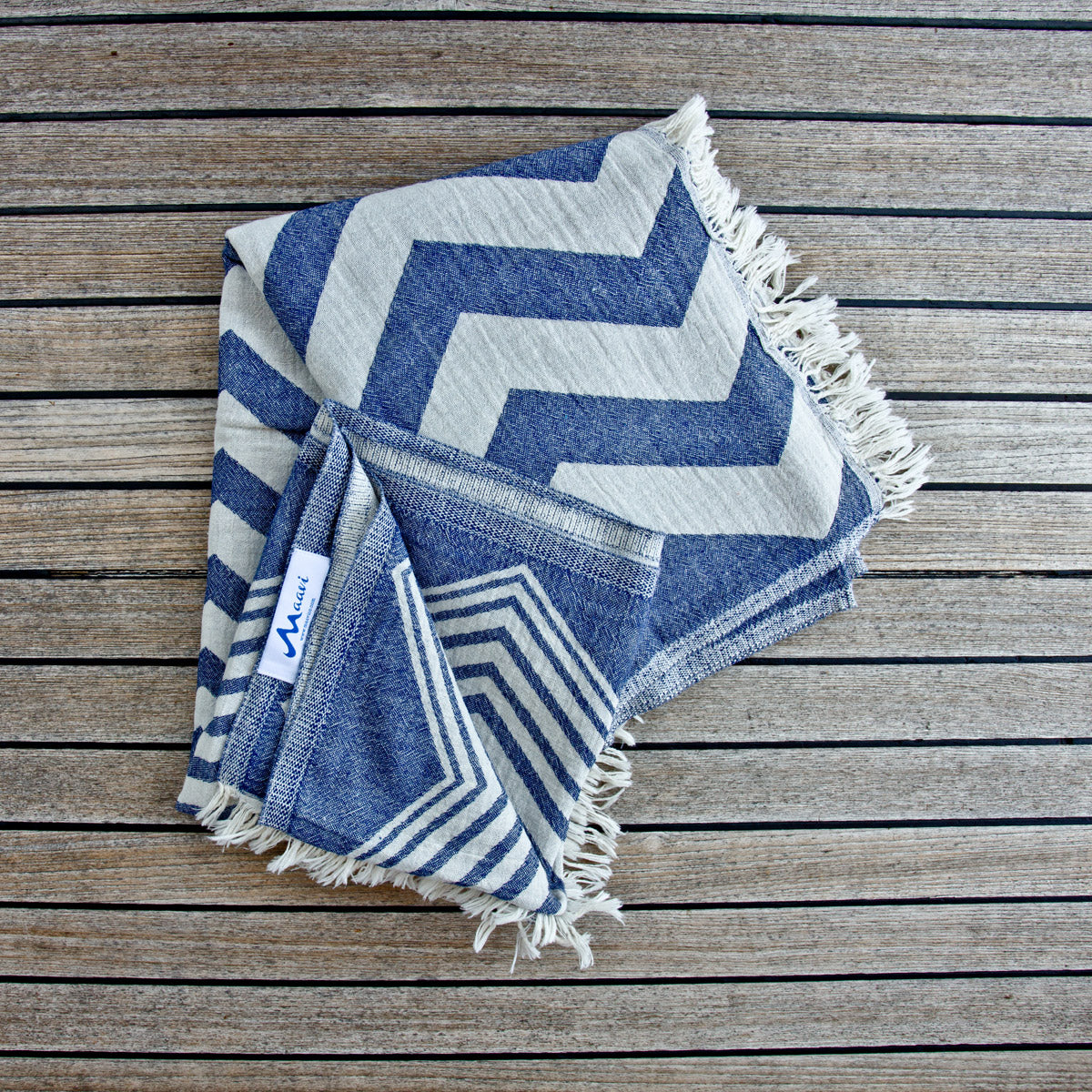Turkish Cotton Hammam Beach Towel Rio Navy