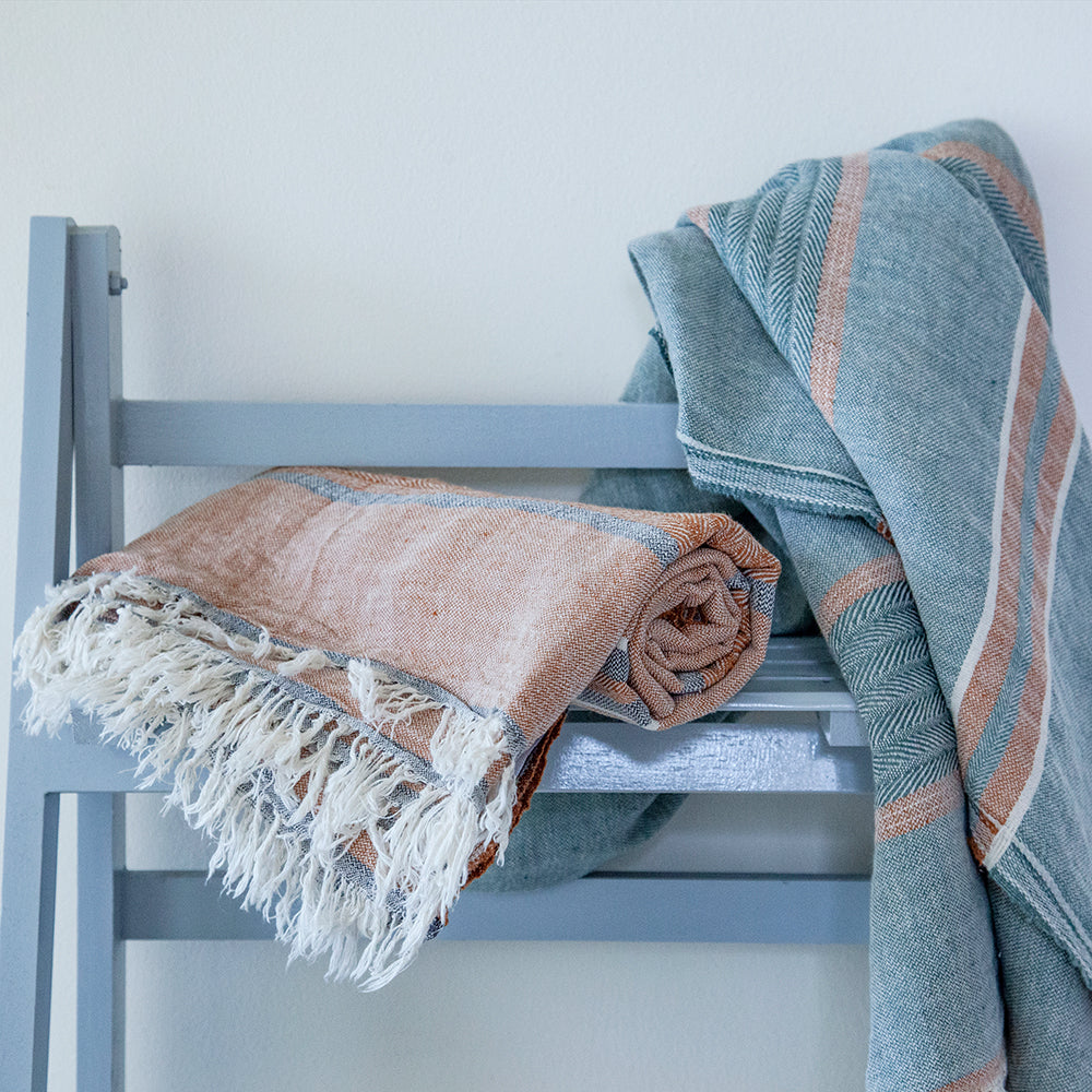 Hydra Terracotta Linen Turkish Hammam Beach Towel