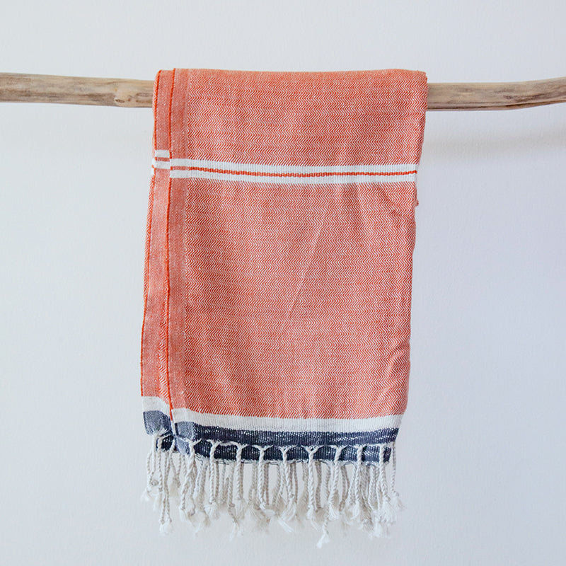 Mykonos Terracotta Turkish Cotton Hammam Beach Towel