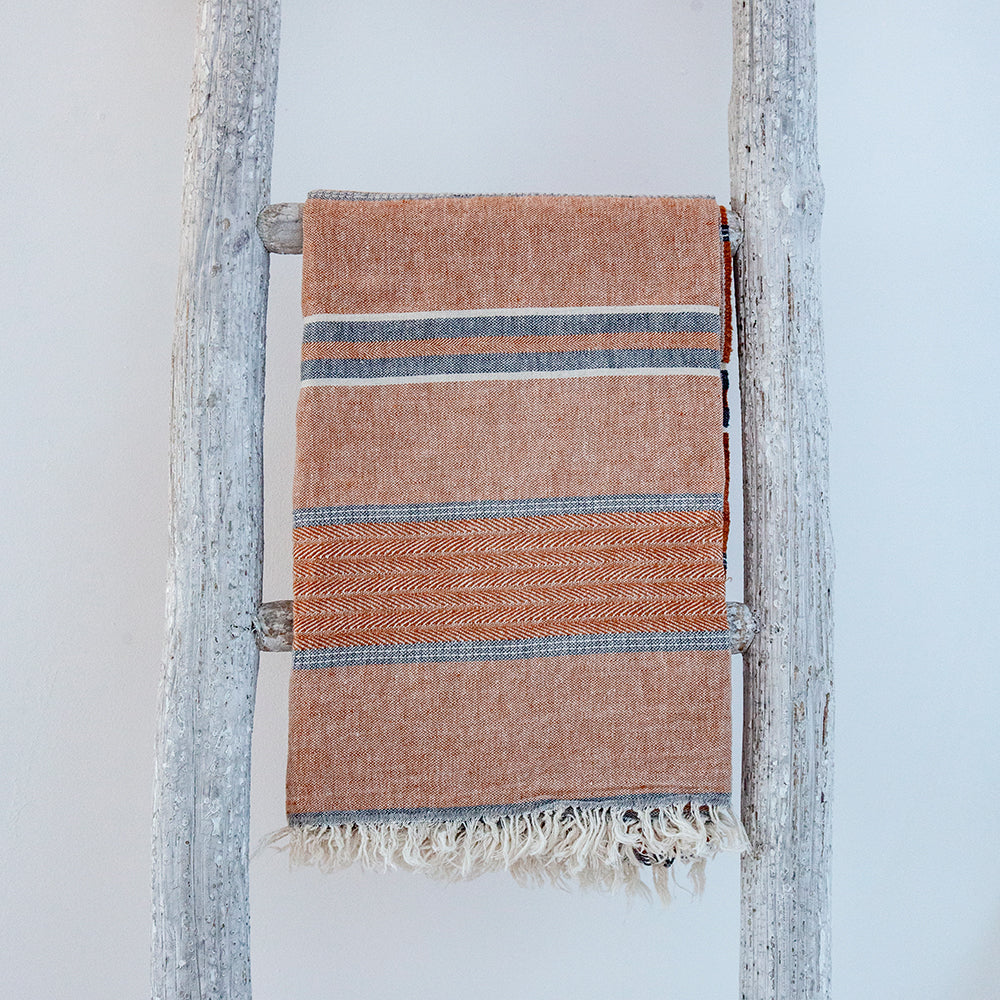 Hydra Terracotta Linen Turkish Hammam Beach Towel