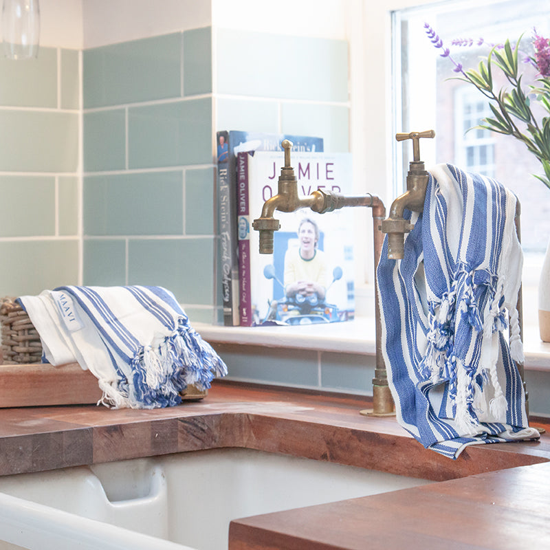 Samos • Hand Towel • Navy & Off-White