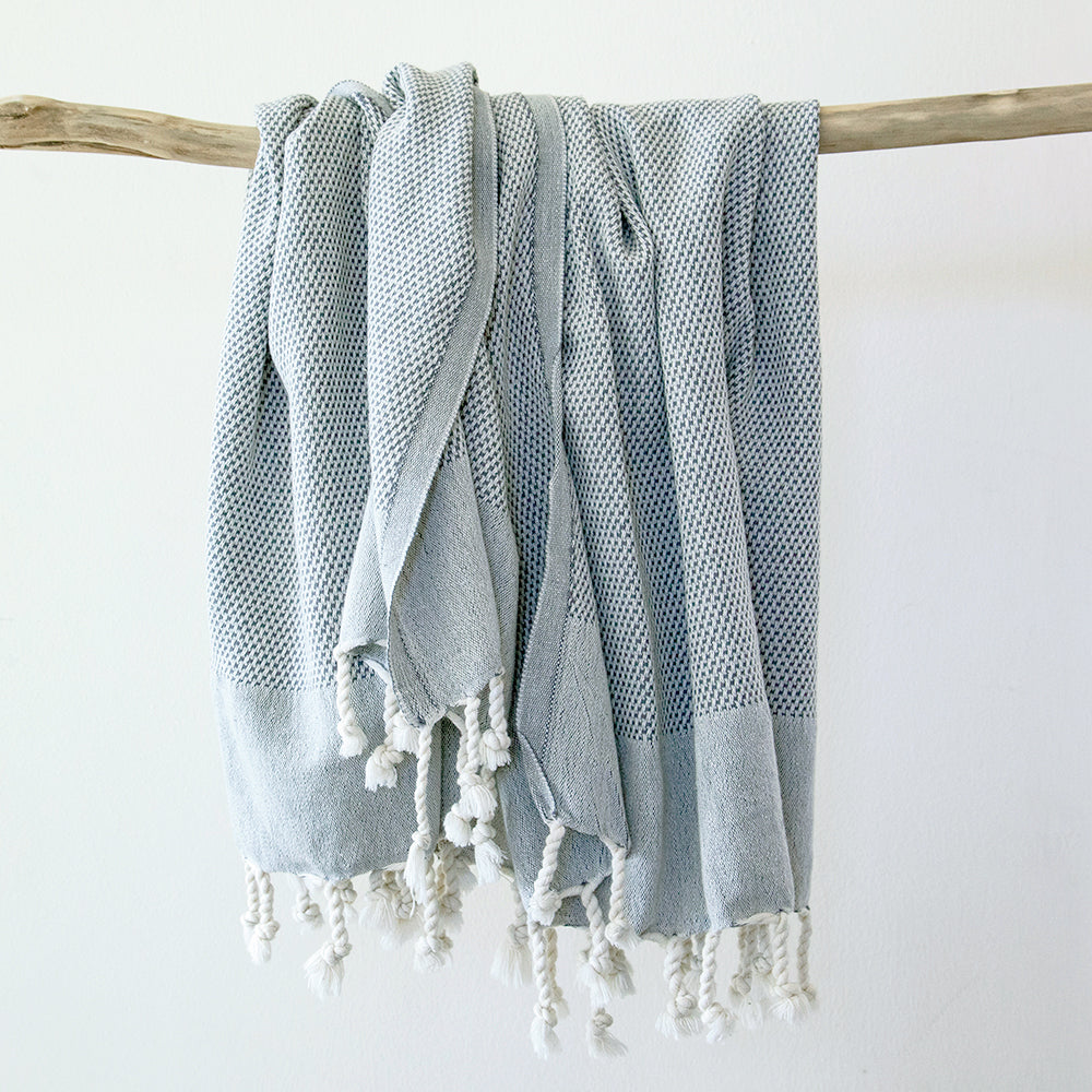Maavi Pebble Stone Grey Turkish Cotton Hammam Beach Towel