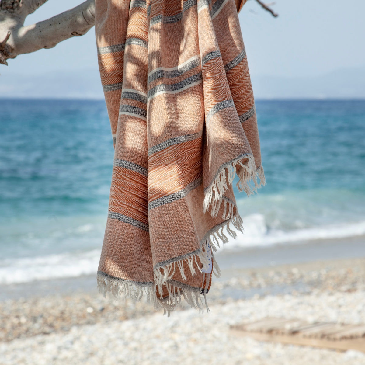 Hydra Terracotta Linen Turkish Hammam Beach Towel