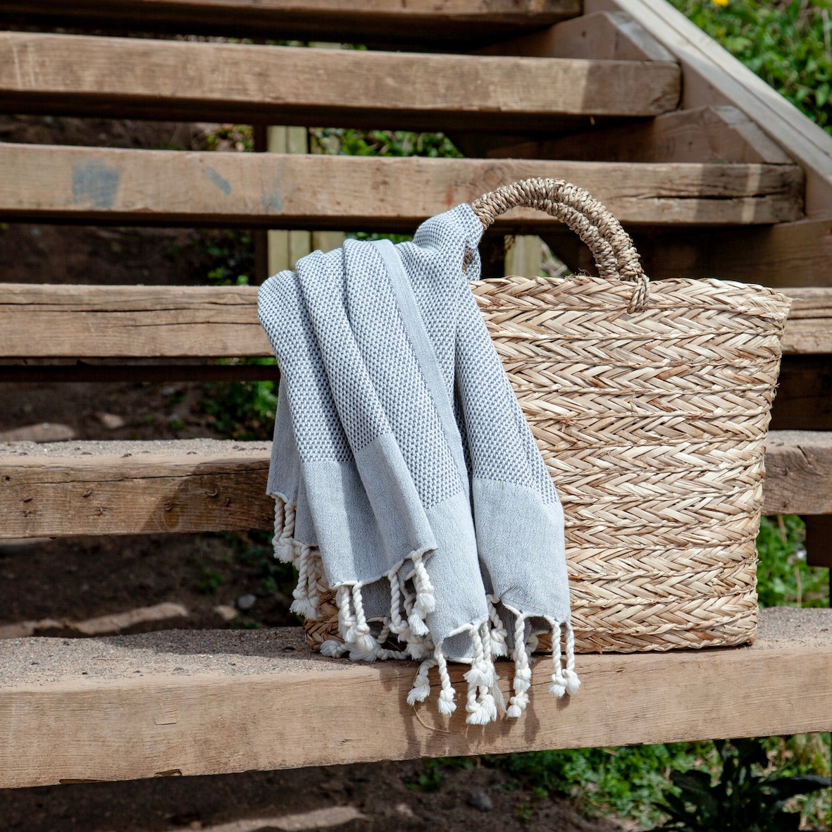 Maavi Pebble Stone Grey Turkish Cotton Hammam Beach Towel