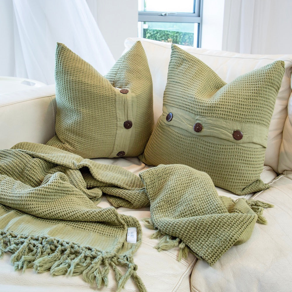 Bohemia Olive Green Throw Cotton Bamboo