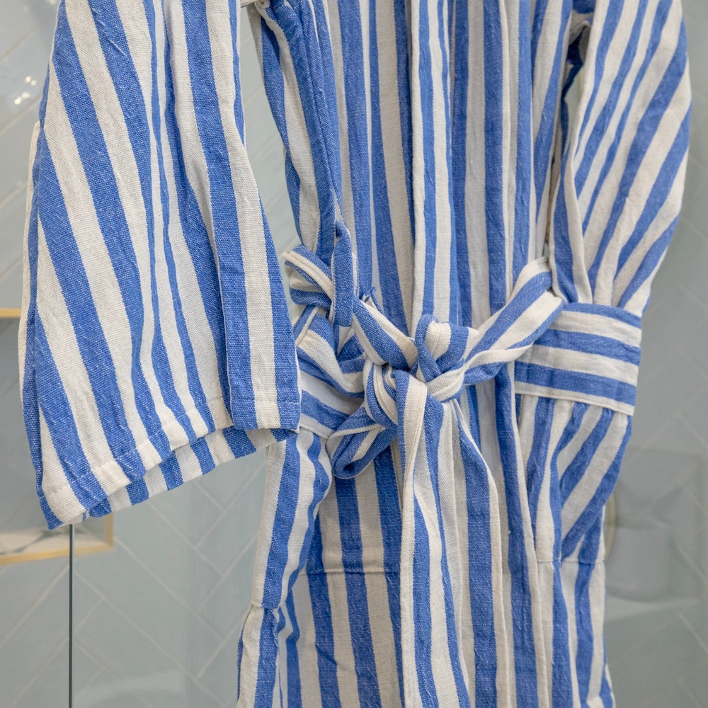 DALYAN - Bathrobe - Vibrant Blue And Cream Stripes