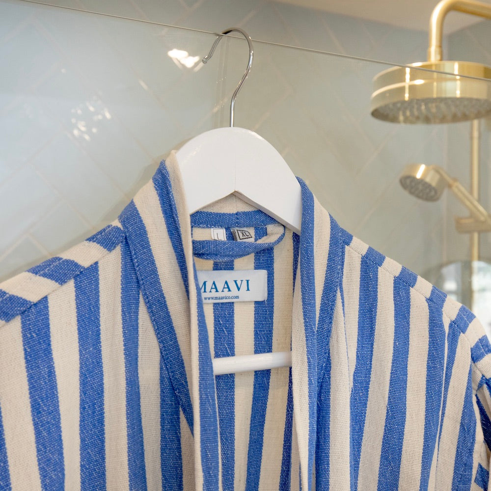 DALYAN - Bathrobe - Vibrant Blue And Cream Stripes