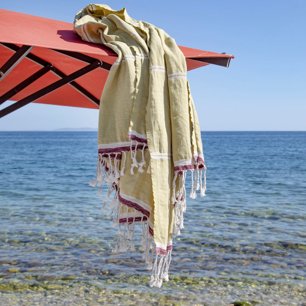 Mykonos Pear Green Turkish Cotton Hammam Beach Towel