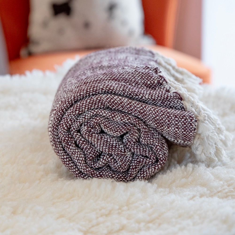 PALERMO - Dappled Dark Maroon And Cream.