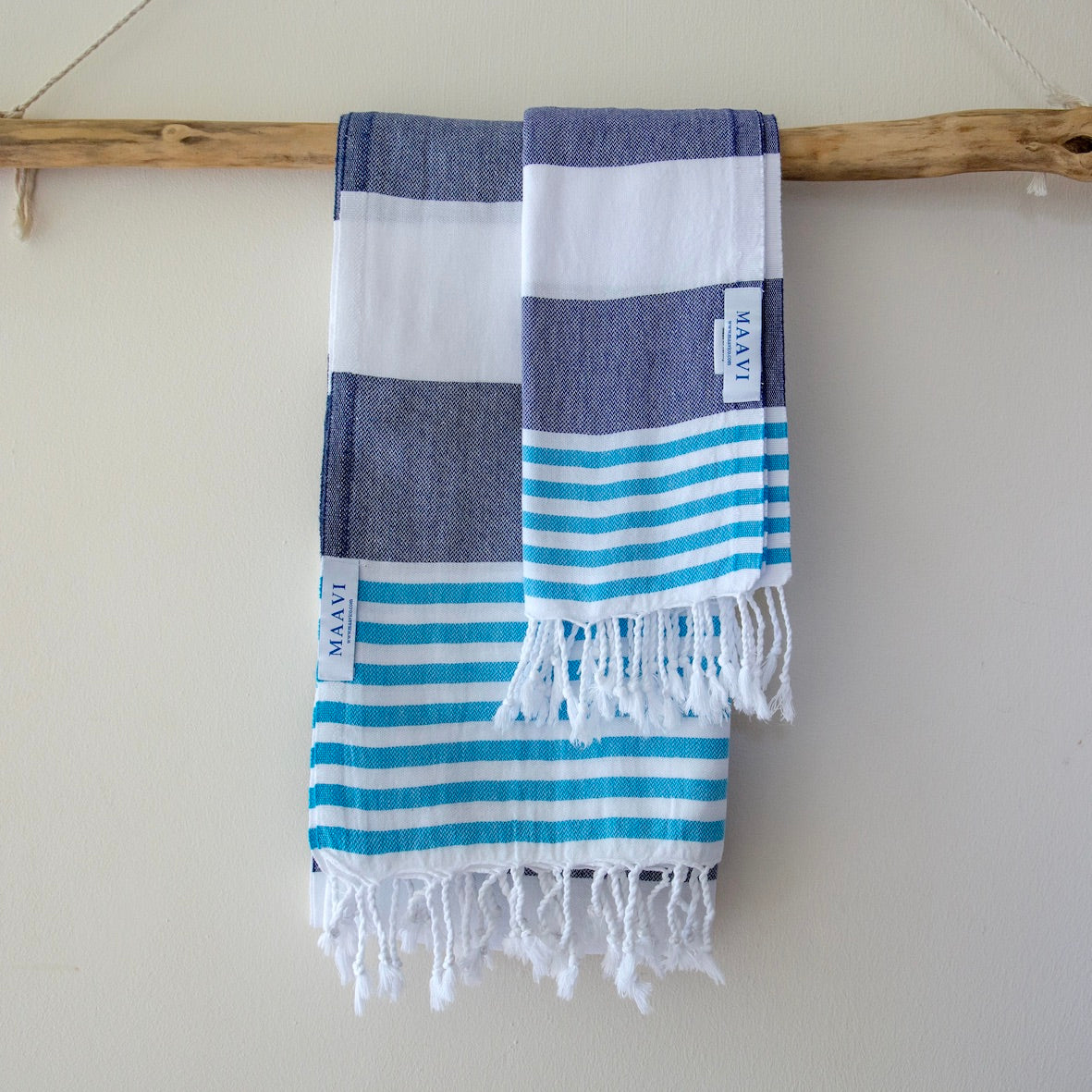 Santorini  Hand Towel  Navy & Turquoise Stripes