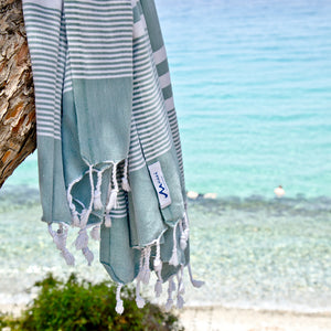 Maavi Fiscardo Aqua Turkish Cotton Hammam Beach Towel