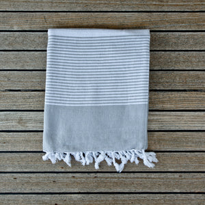 Fiscardo Sandy Grey Turkish Cotton Hammam Beach Towel