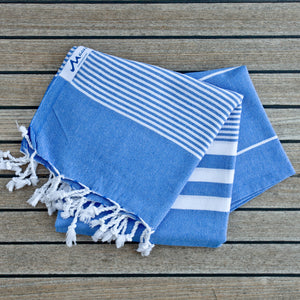 Fiscardo Denim Blue Turkish Cotton Hammam Beach Towel
