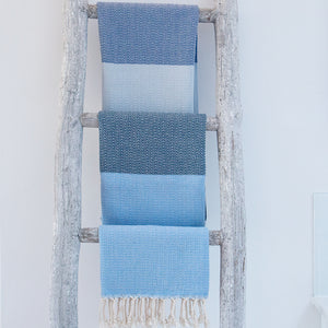 Salcombe Blue Turkish  Cotton Hammam Beach Towel