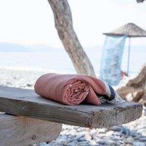 Mykonos Terracotta Turkish Cotton Hammam Beach Towel