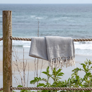 Maavi Pebble Stone Grey Turkish Cotton Hammam Beach Towel